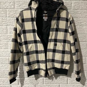 Women's Carhartt Plaid Black and Cream Jacket XS.